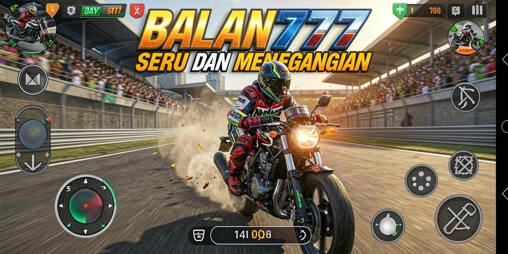 Tampilan gameplay seru balapan motor di DAY777.