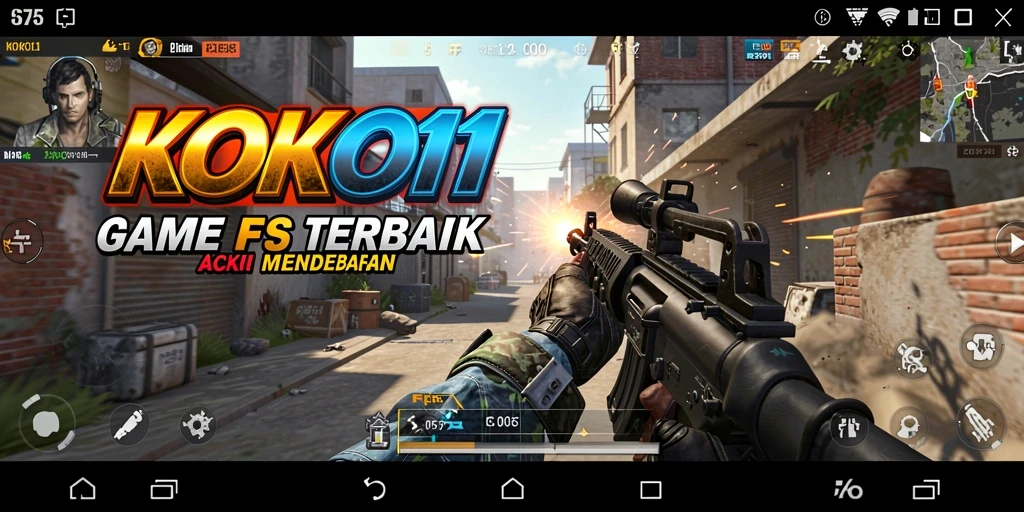 Screenshot utama KOKO11 menunjukkan aksi menegangkan dalam pertempuran FPS.