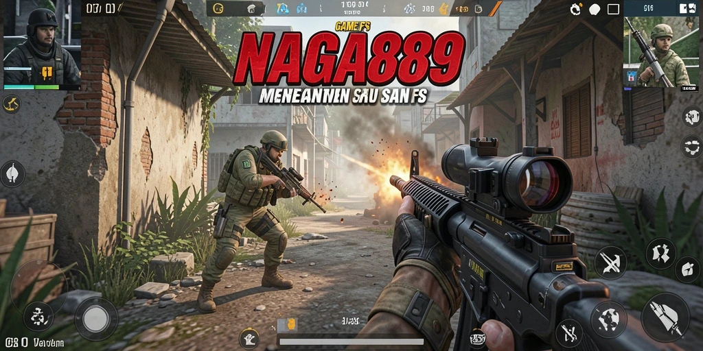 Screenshot gameplay NAGA889 menampilkan aksi FPS yang menegangkan.
