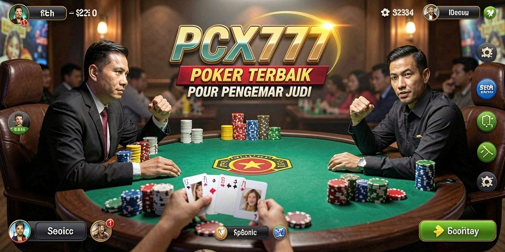 Tampilan gameplay mendebarkan di PCX777 dengan suasana poker yang nyata.
