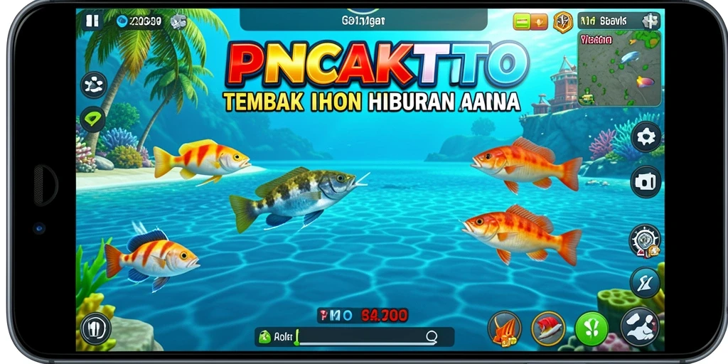 Tangkapan layar gameplay PUNCAKTOTO dengan aksi seru menangkap ikan.