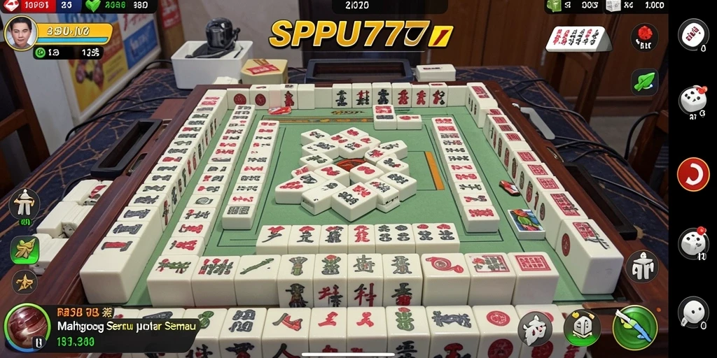 Gameplay seru dalam SPBU77 dengan desain ubin Mahjong yang menarik.