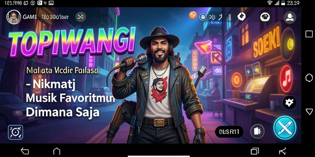 Screenshot menunjukkan gameplay interaktif dalam aplikasi musik.